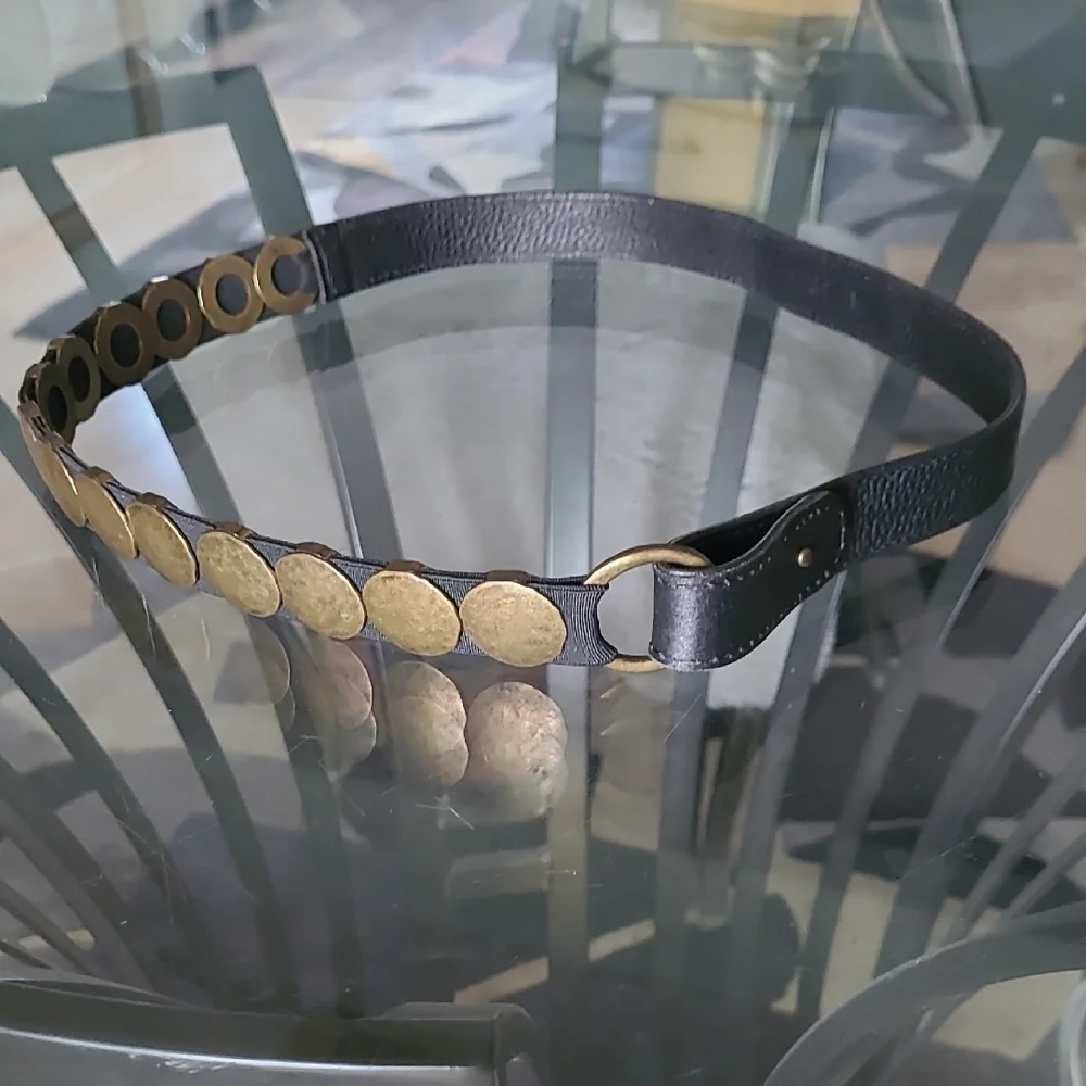 Black and Gold Women's Belt - Picture 1 of 9